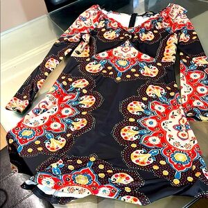 Colorful Patterned Long Sleeve Dress